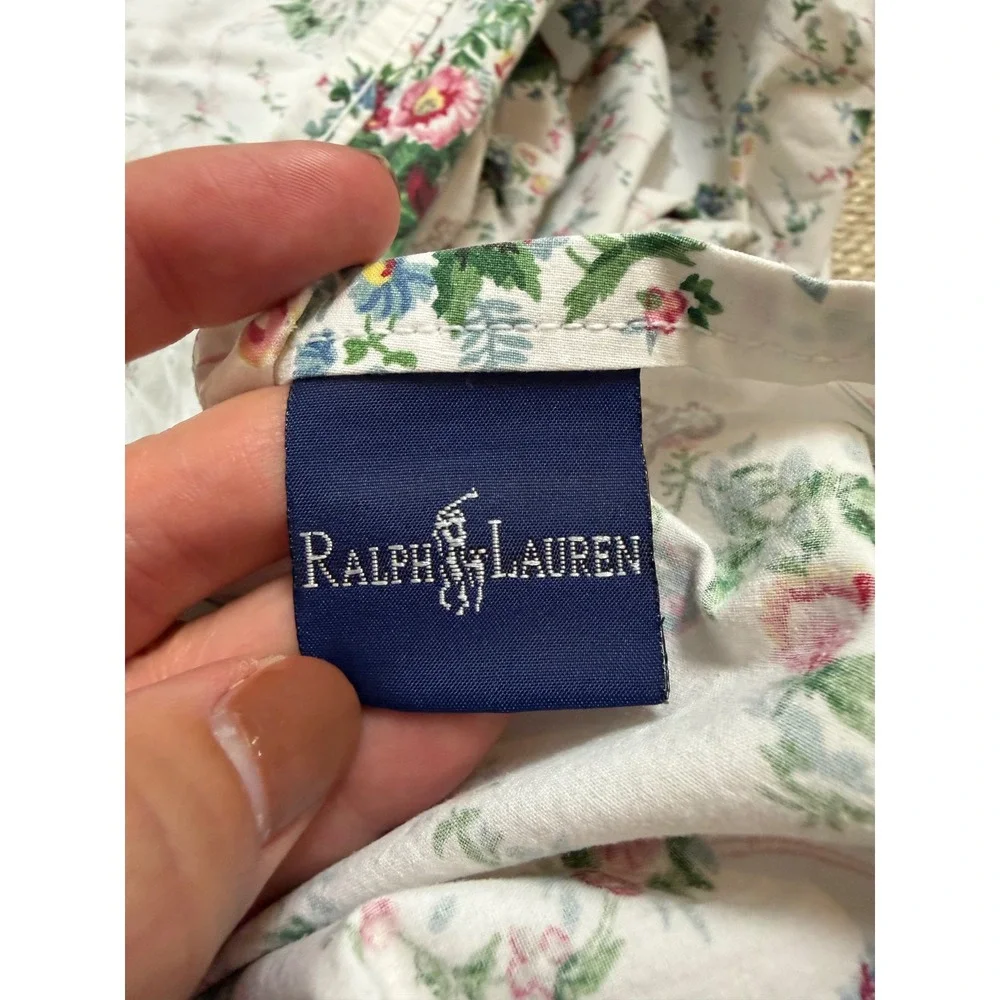 Ralph Lauren Vintage Floral Ruffle Twin Flat Sheet cottagecore Rose  Bedding